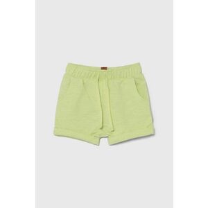 United Colors of Benetton pantaloni scurți din bumbac pentru bebeluși culoarea verde, neted, talie reglabila imagine