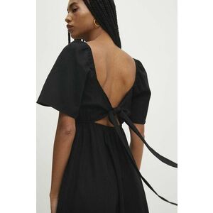Answear Lab rochie din in culoarea negru, midi, evazati imagine