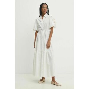 Answear Lab rochie din bumbac culoarea alb, maxi, evazati imagine