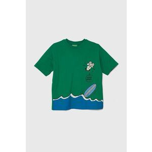 United Colors of Benetton tricou de bumbac pentru copii X Peanuts culoarea verde, cu imprimeu imagine