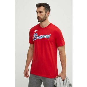 Nike tricou din bumbac Atlanta Braves barbati, culoarea rosu, cu imprimeu imagine