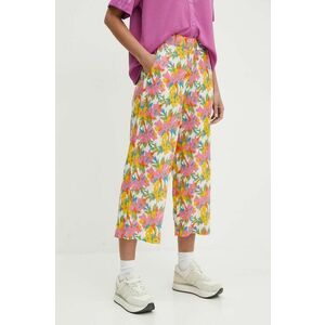 Picture pantaloni din in Tylita culoarea roz, drept, high waist, WJS025 imagine