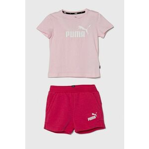 Puma compleu copii Logo Tee & Shorts Set culoarea roz imagine