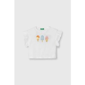 United Colors of Benetton tricou de bumbac pentru copii culoarea alb, modelator imagine