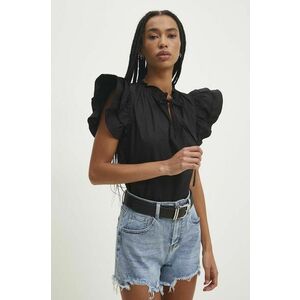 Answear Lab bluza din bumbac femei, culoarea negru, neted imagine