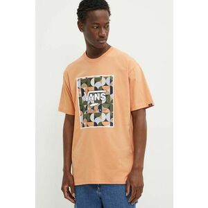 Vans tricou din bumbac barbati, culoarea portocaliu, cu imprimeu imagine