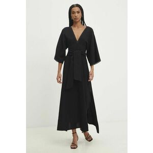 Answear Lab rochie din bumbac culoarea negru, maxi, evazati imagine