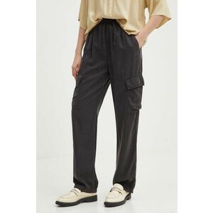 Pepe Jeans pantaloni EVA femei, culoarea gri, fason cargo, high waist, PL211738 imagine