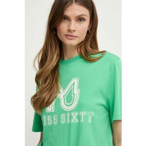 Miss Sixty tricou din amestec de mătase SJ3520 S/S T-SHIRT culoarea verde, 6L2SJ3520000 imagine