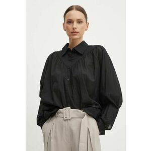 Sisley bluza din bumbac femei, culoarea negru, neted imagine