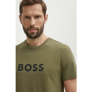 BOSS tricou din bumbac barbati, culoarea verde, cu imprimeu imagine