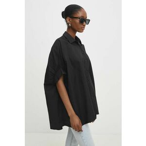 Answear Lab camasa din bumbac femei, culoarea negru, cu guler clasic, relaxed imagine