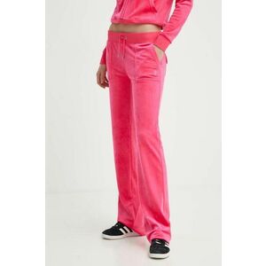 Juicy Couture pantaloni de trening din velur culoarea roz, neted imagine