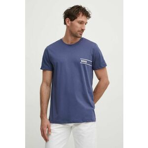BOSS tricou din bumbac barbati, culoarea albastru marin, cu imprimeu, 50517715 imagine