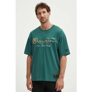Champion tricou din bumbac barbati, culoarea verde, cu imprimeu, 219998 imagine