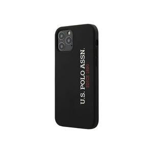 Husa Cover US Polo Silicone Vertical Logo pentru iPhone 12 Pro Max USHCP12LSLBKV2 - Black imagine