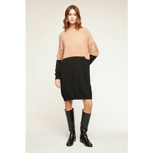 Rochie-pulover lejera cu model colorblock imagine