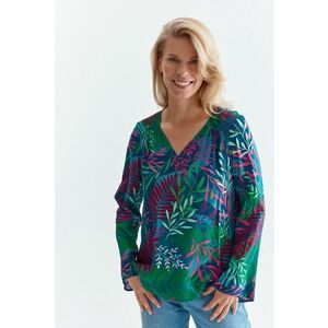 Bluza cu decolteu in V si imprimeu tropical Alanda imagine