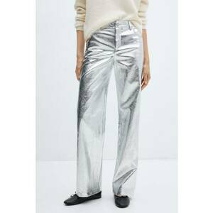 Pantaloni cu croiala ampla si aspect metalic Silver imagine
