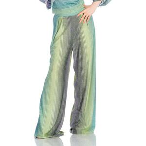 Pantaloni cu croiala ampla - talie inalta si model in dungi imagine