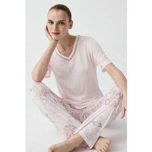 Pijama cu pantaloni cu imprimeu floral imagine
