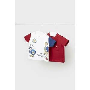 Set 2 tricouri cu decolteu la baza gatului - baieti - cu imprimeu - Albastru imagine