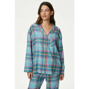 Bluza de pijama cu maneci lungi si model in carouri imagine
