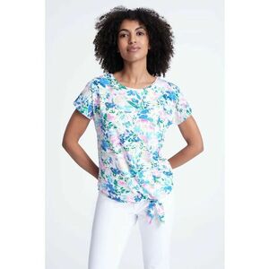 Bluza din amestec de modal cu model floral - maneci scurte si detaliu nod imagine