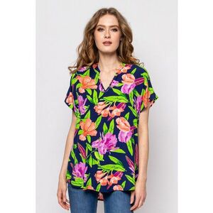 Bluza cu imprimeu floral si decupaje imagine