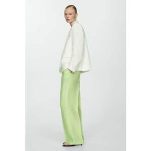 Pantaloni din amestec de lana cu croiala ampla Lime imagine