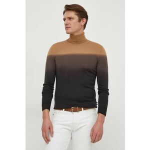 BOSS pulover de lana barbati, culoarea bej, light, cu guler imagine