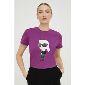 Karl Lagerfeld tricou din bumbac femei, culoarea violet imagine