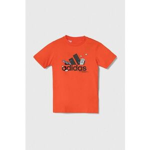 adidas tricou de bumbac pentru copii culoarea portocaliu, cu imprimeu imagine