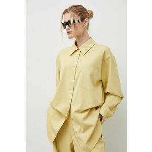Gestuz cămașă femei, culoarea galben, cu guler clasic, relaxed 10908851 imagine