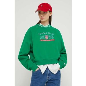 Tommy Jeans bluză Archive Games femei, culoarea verde, cu imprimeu DW0DW18537 imagine
