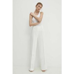 Answear Lab pantaloni femei, culoarea alb, drept, high waist imagine