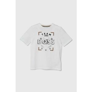 BOSS tricou de bumbac pentru copii culoarea alb, cu imprimeu, J50729 imagine