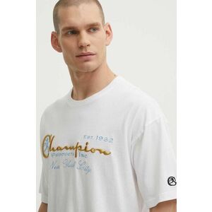 Champion tricou din bumbac barbati, culoarea alb, cu imprimeu, 219998 imagine