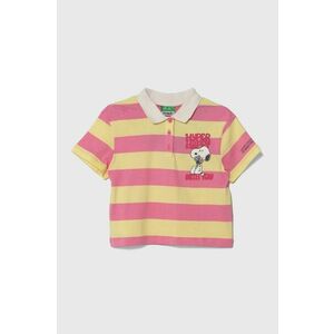 United Colors of Benetton tricouri polo din bumbac pentru copii culoarea roz, modelator imagine