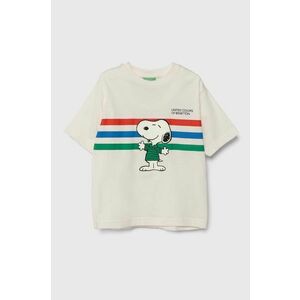 United Colors of Benetton tricou de bumbac pentru copii X Peanuts culoarea alb, cu imprimeu imagine