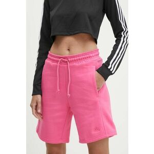 adidas pantaloni scurti femei, culoarea roz, neted, high waist, IW1256 imagine