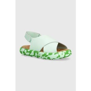 Camper sandale din piele pentru copii culoarea verde imagine