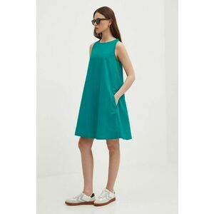 United Colors of Benetton rochie din bumbac culoarea turcoaz, mini, evazati imagine