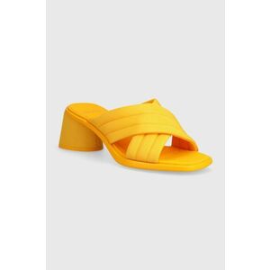 Camper papuci Kiara femei, culoarea galben, cu toc drept, K201540-002 imagine