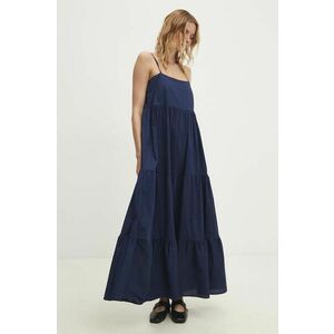 Answear Lab rochie din bumbac culoarea albastru marin, maxi, evazati imagine