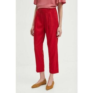 Medicine pantaloni femei, culoarea rosu, fason chinos, high waist imagine
