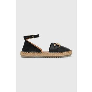 Answear Lab espadrile de piele culoarea negru imagine