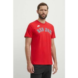 Nike tricou din bumbac Boston Red Sox barbati, culoarea rosu, cu imprimeu imagine