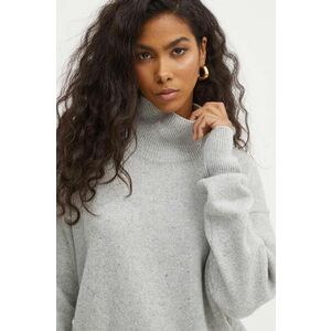 BOSS pulover de lana femei, culoarea gri, cu turtleneck, 50521898 imagine
