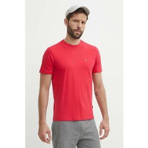Napapijri tricou din bumbac SALIS barbati, culoarea rosu, neted, NP0A4H8DR251 imagine